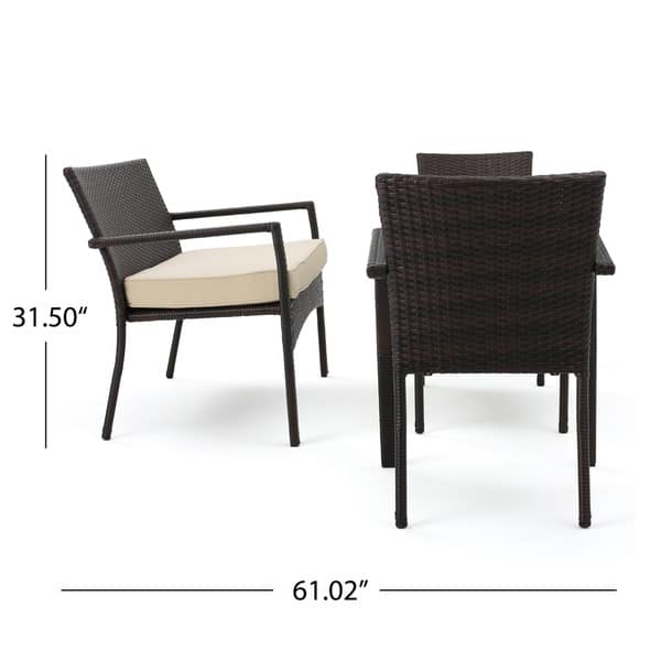dimension image slide 2 of 10, Cancun Outdoor 4-piece Wicker Chat Set by Christopher Knight Home