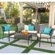 preview thumbnail 1 of 18, Cancun Outdoor 4-piece Wicker Chat Set by Christopher Knight Home Brown