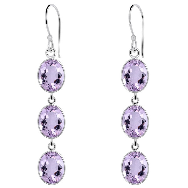 Orchid Jewelry 925 Sterling Silver 10 Carat Amethyst Drop Orchid Jewelry 925 Sterling Silver 10 Carat Amethyst Drop Earrings