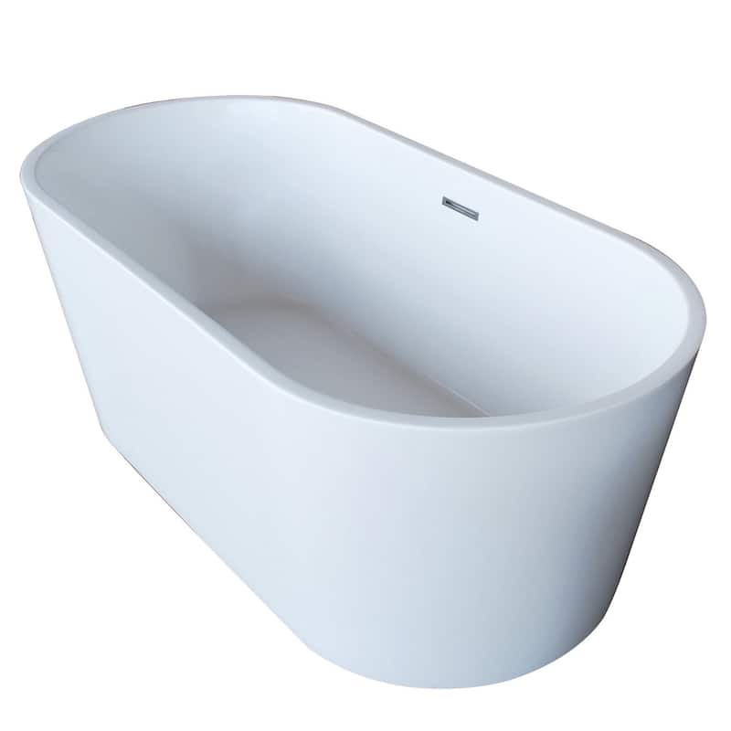ANZZI Dover 5.6-foot Glossy White Acrylic Center Drain Freestanding Bathtub