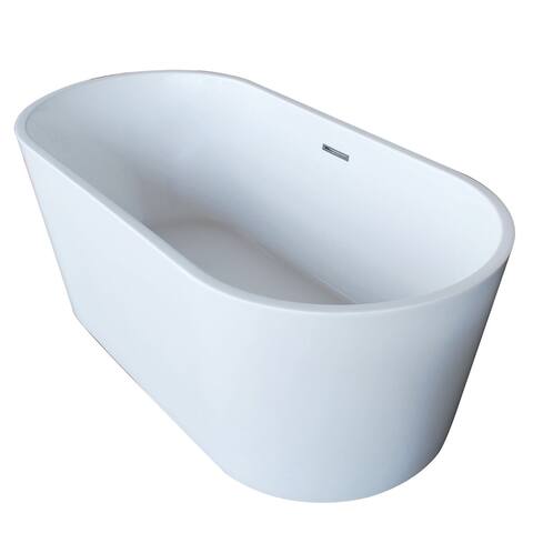 ANZZI Dover 5.6-foot Glossy White Acrylic Center Drain Freestanding Bathtub