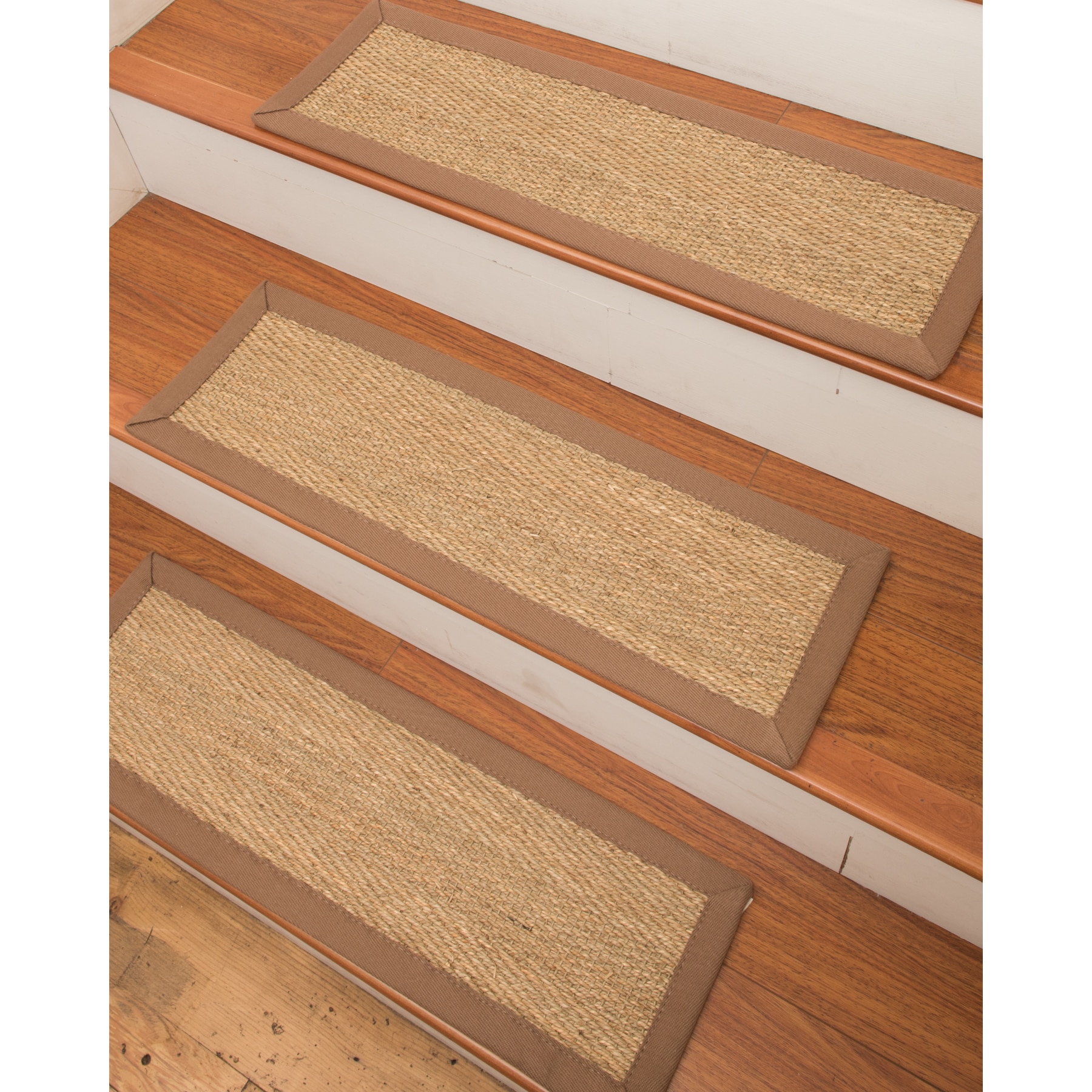 Handcrafted Costa Rica Seagrass Carpet Stair Treads - Malt (Set of 13) -  13PC (9\, image size:1800x1800