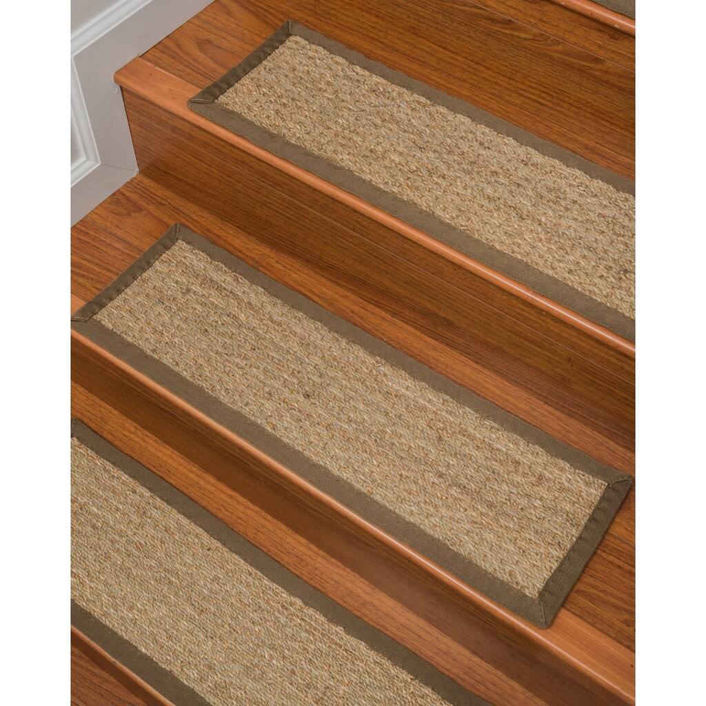 Handcrafted Half Panama Seagrass Carpet Stair Treads - Malt (Set of 13) - 13PC (9" x 29")