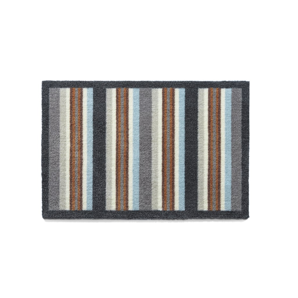 Muddle Rug Muddle Mat Multicolored Nylon/Rubber Striped Washable Accent Rug (1'8 x ...