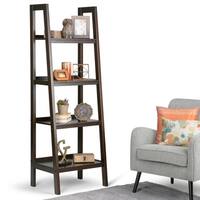 WYNDENHALL Hawkins Solid Wood 72 inch x 24 inch Modern Industrial Ladder Shelf - 24"w x 20"d x 72" h