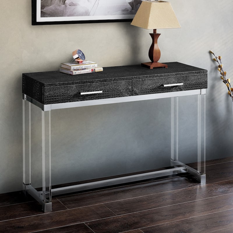 Jill Modern 43-inch Acrylic Crocodile 2-Drawer Sofa Table by Furniture of America