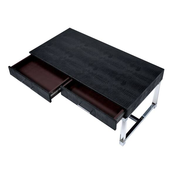 furniture of america jill modern metal crocodile textured coffee table overstock 13815210
