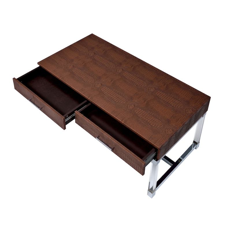 Furniture of America Jill Modern 47-inch Crocodile 2-drawer Coffee Table