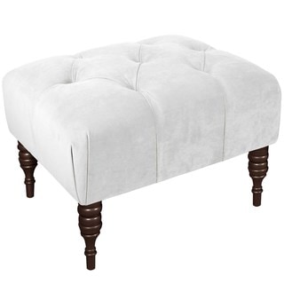 Skyline Furniture  Solid Velvet Fabric/Pine Tufted Ottoman (White)