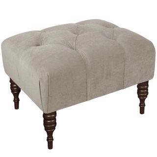 Skyline Furniture  Solid Velvet Fabric/Pine Tufted Ottoman (Grey)