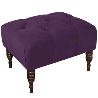 Skyline Furniture  Solid Velvet Fabric/Pine Tufted Ottoman (Purple)