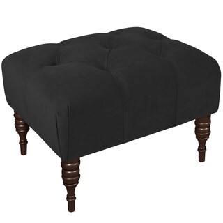Skyline Furniture  Solid Velvet Fabric/Pine Tufted Ottoman (Black)