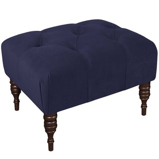 Skyline Furniture  Solid Velvet Fabric/Pine Tufted Ottoman (Blue)