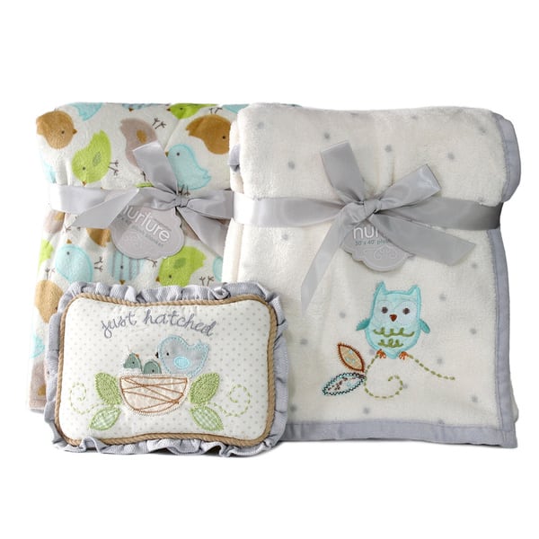 slide 2 of 4, Nurture Owl and Nesting Birdies Blanket Gift Set