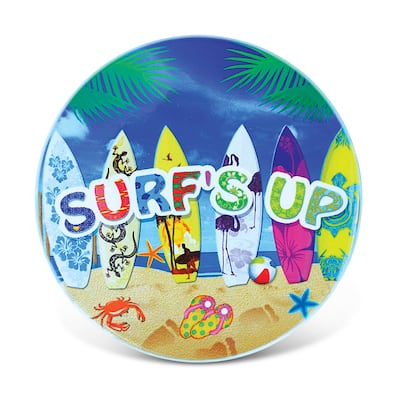 Puzzled Surf's Up Multicolor Ceramic 7-piece Potholder and Coaster Set