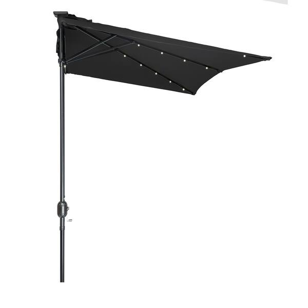 Shop Black Friday Deals On Trademark Innovations Polyester And Steel 5 Foot Led Rectangular Patio Half Umbrella Overstock 13817723