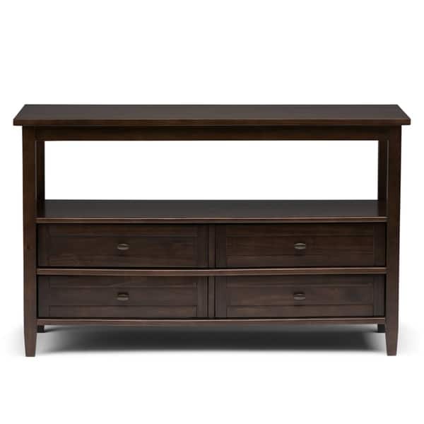Wyndenhall Norfolk Solid Wood 48 Inch Wide Rustic Console Sofa Table 48 Inches Wide Overstock 13817754 Distressed Grey