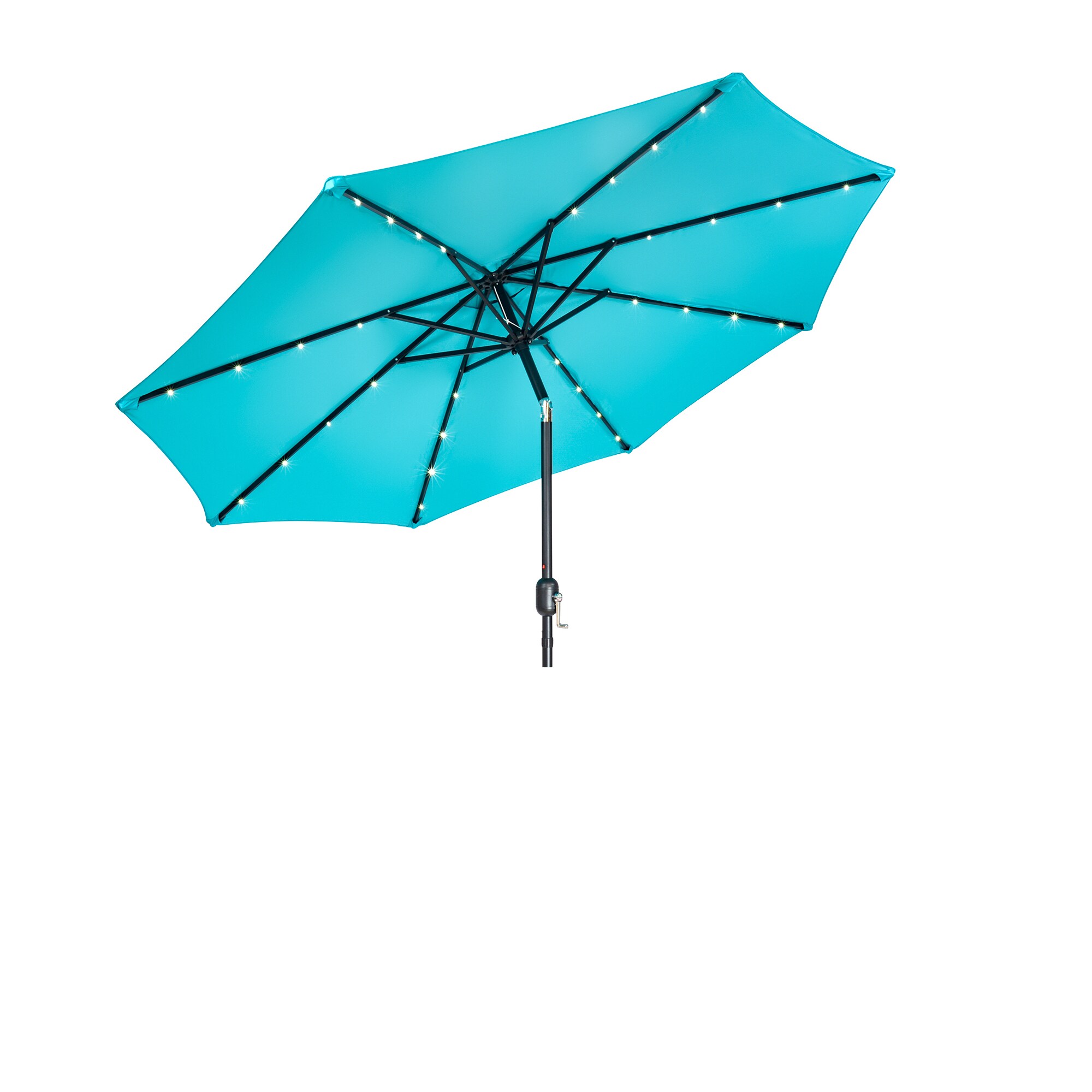 Shop Black Friday Deals On Trademark Innovations Peacock Blue Polyester 9 Foot Deluxe Solar Powered Led Lighted Patio Umbrella Overstock 13817778