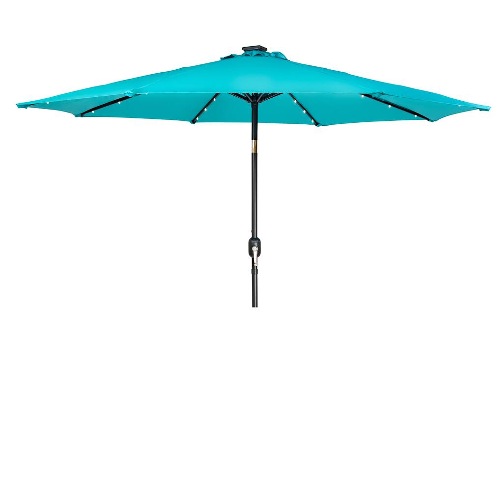 Trademark Innovations Peacock Blue Polyester 9-foot Deluxe Solar-powered LED Lighted Patio Umbrella