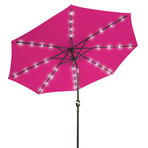 Shop Trademark Innovations Pink Polyester 9 Foot Deluxe Solar Powered Led Lit Patio Umbrella Overstock 13817783