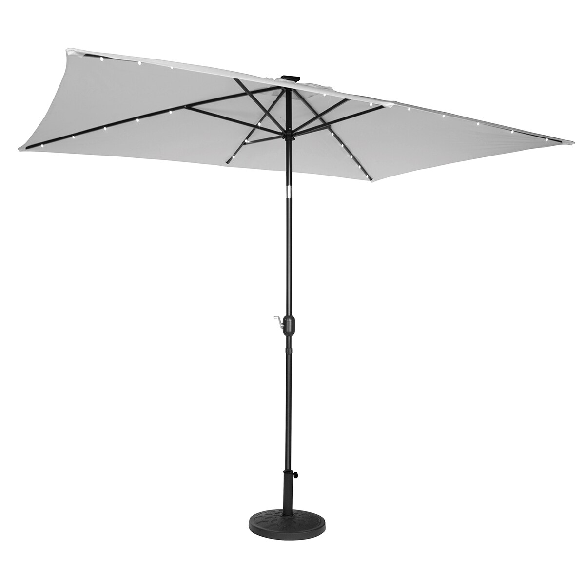 Shop Black Friday Deals On Trademark Innovations Grey Polyester Steel 10 Inch Rectangular Solar Powered Led Lighted Patio Umbrella Overstock 13817874