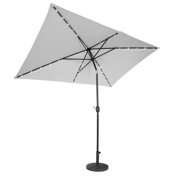 Shop Black Friday Deals On Trademark Innovations Grey Polyester Steel 10 Inch Rectangular Solar Powered Led Lighted Patio Umbrella Overstock 13817874