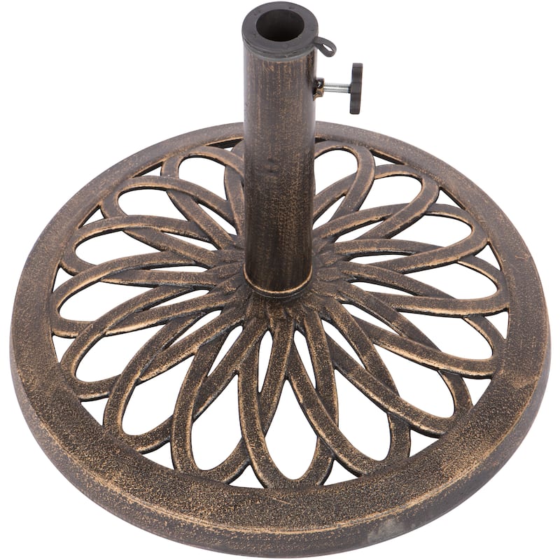 Trademark Innovations Black/Brown Cast Iron Patio Umbrella Base