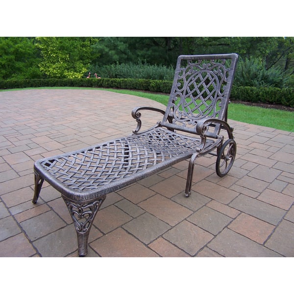 Osprey 5 Piece Cast Aluminum Chaise Lounge And Umbrella Cast Aluminum Chaise Lounge