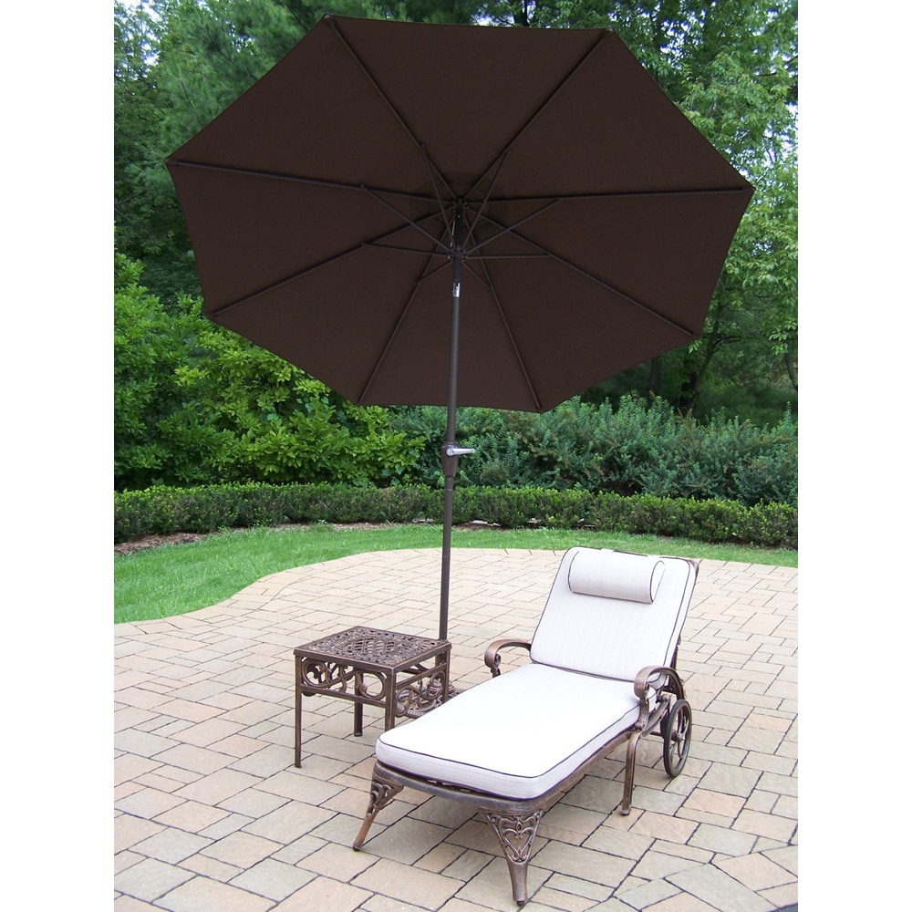 Oakland Living Corporationdakota Cast Aluminum Lounge And Umbrella Set Antique Bronze Brown Umbrella Dailymail