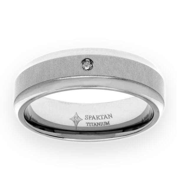 slide 1 of 3, Spartan Satin Titanium Men's White Diamond Wedding Band