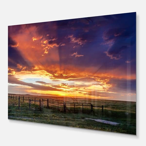 Designart Dramatic Sunset Over Prairie Large Landscape Metal Wall Art Overstock 13821531