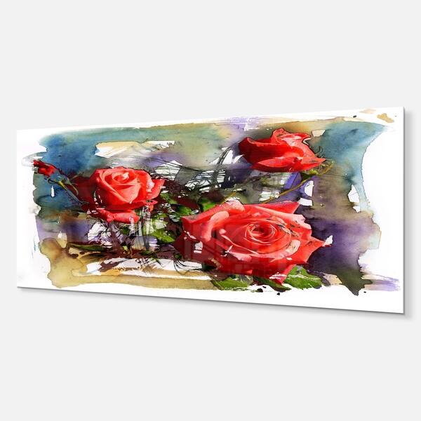 Shop Designart Large Red Roses Composition Floral Metal Wall