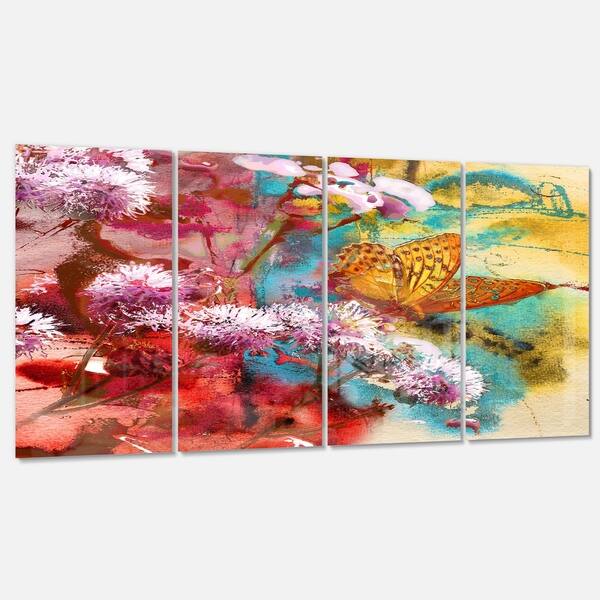 Shop Designart Butterfly And Abstract Design Watercolor Floral