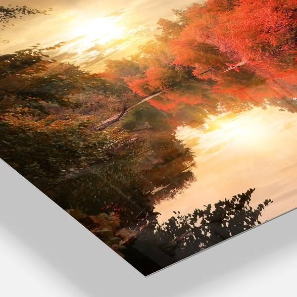 Shop Designart Colorful Fall Sunset Over River Landscape Metal