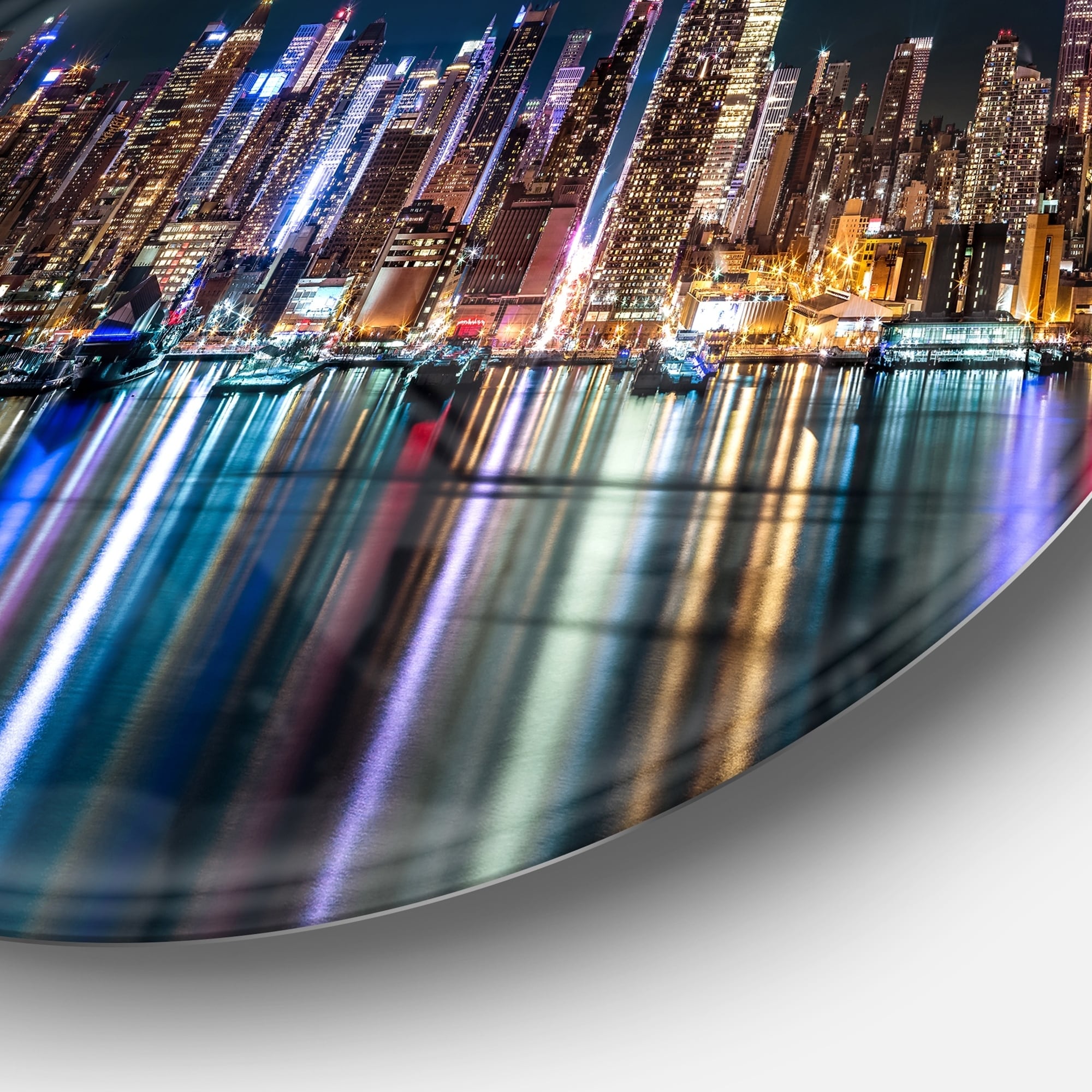 70x28-6 Equal Panels Designart PT14361-70-28-6P Silhouettes of Manhattan Panorama-Extra Large Cityscape Wall Art on Canvas
