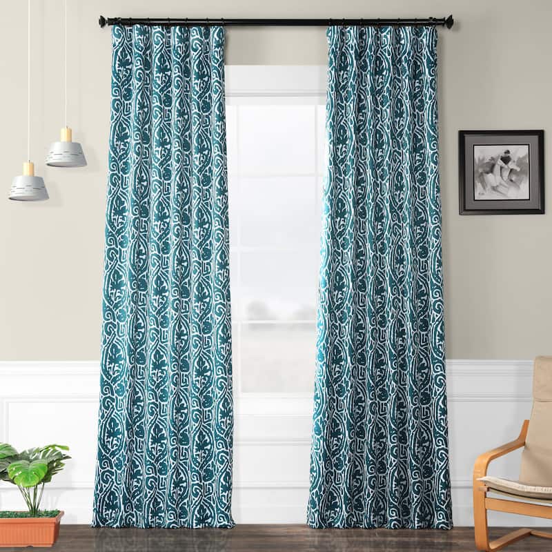 Exclusive Fabrics Abstract Room Darkening Curtain Panel Pair (2 Panels) - 50 X 108 - Abstract Teal
