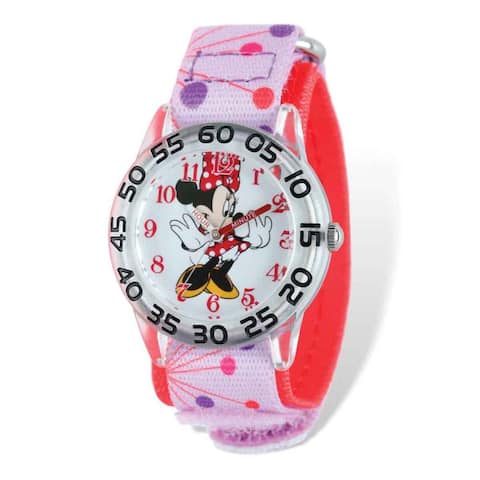 Disney Kids Minnie Mouse Pink Dot Acrylic Time Teacher Watch