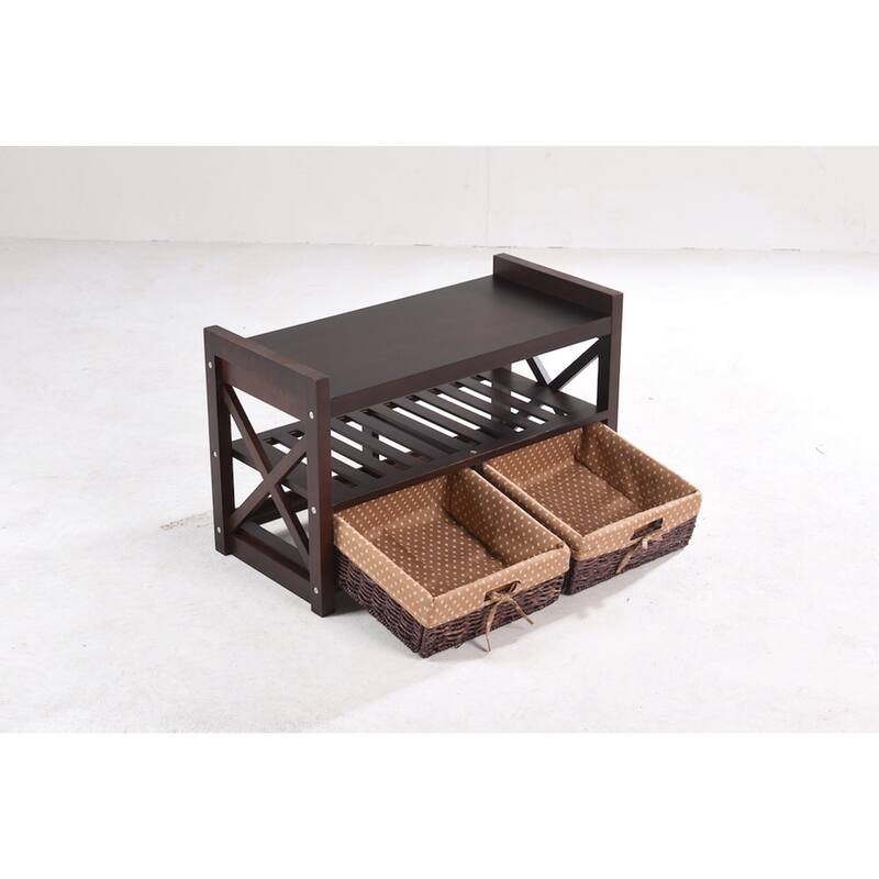 Harmony Solid Wood Entryway Storage Bench