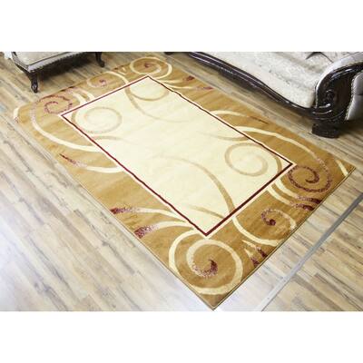 Empire Passion Transitional Gold, Cream Polypropylene Rug (5'3 x 7'3)