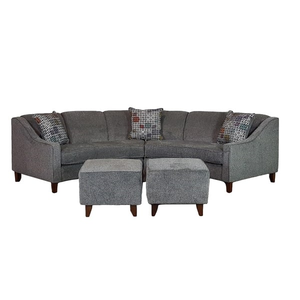 Shop Sofa Trendz Bindel Grey Curved Sectional Sofa With Ottoman