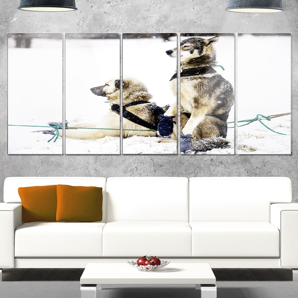 Shop Designart 'Large Sled Dogs Relaxing' Oversized Animal Metal Wall