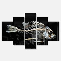 Designart Fish Skeleton Bone On Black Large Animal Metal Wall Art Designart Fish Skeleton Bone On Black Large Animal Metal Wall Art