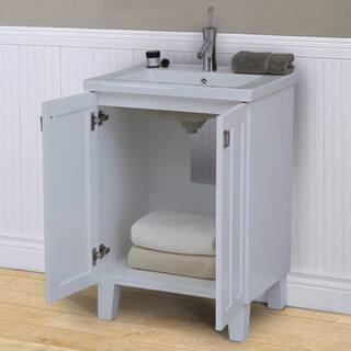 24 Inch Extra Thick Ceramic Sink Top Single Sink Bathroom Vanity In White Finish Overstock 13830034