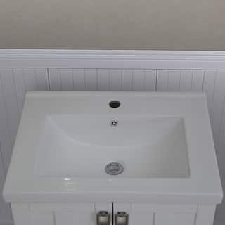 24 Inch Extra Thick Ceramic Sink Top Single Sink Bathroom Vanity In White Finish Overstock 13830034