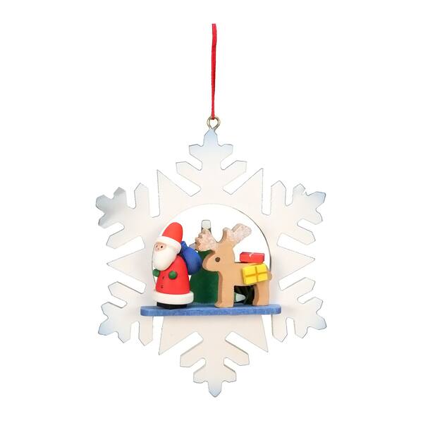 Christian Ulbricht Santa with Reindeer in Snowflake Multicolored Wooden ...