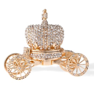 Matashi 24k Gold Crystal Embellished Hand-painted Royal Crown Carriage Ornament/Trinket Box