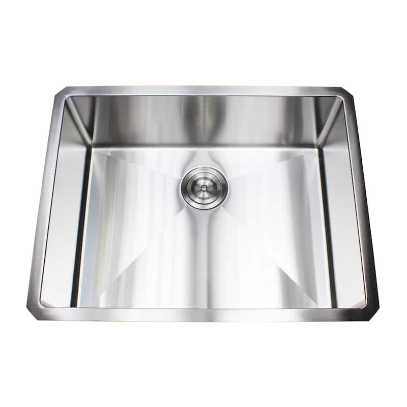 26" Stainless Steel 15mm Radius Single Bowl 16 Gauge Undermount Kitchen Sink Complete Combo Accessories