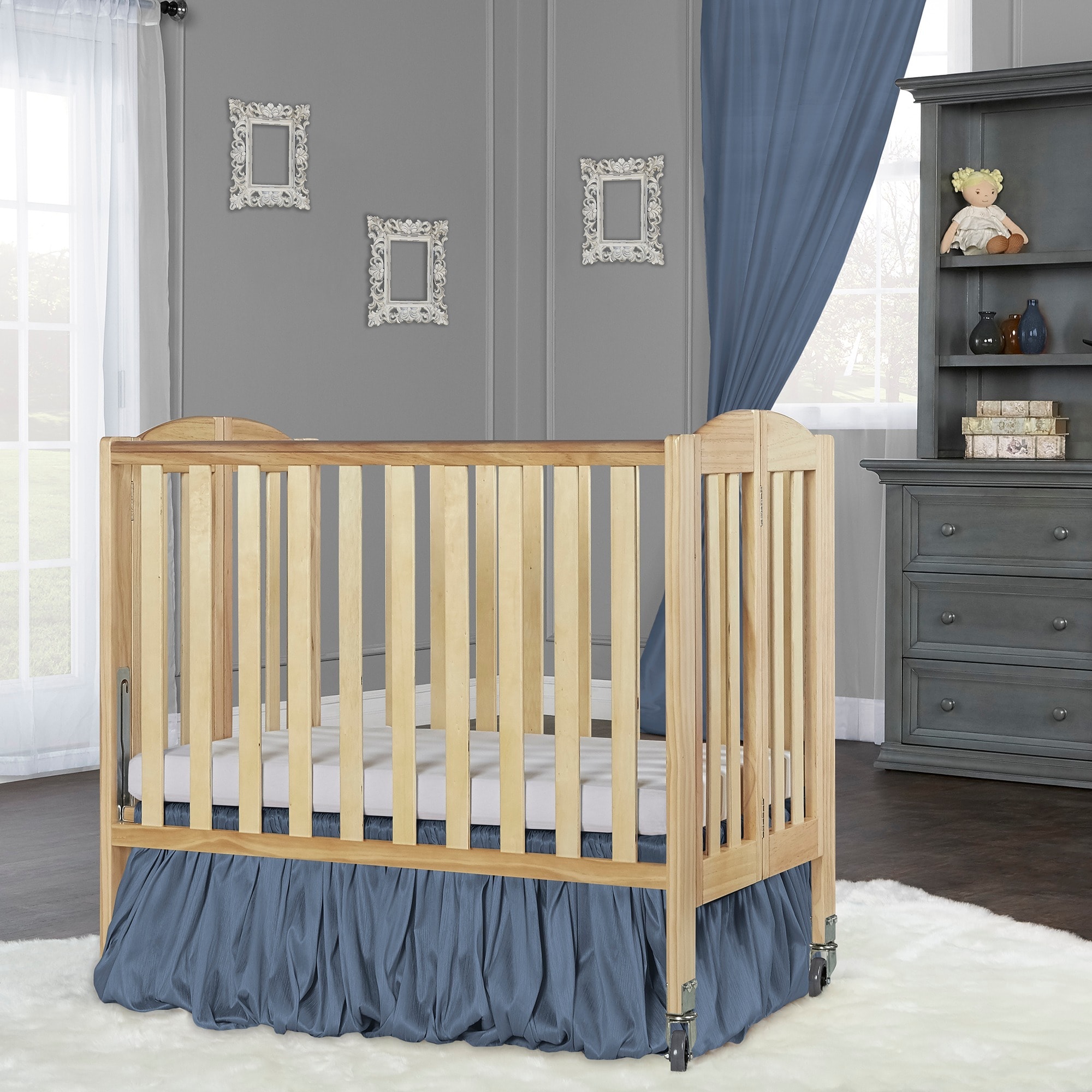 Shop Dream On Me 2 In 1 Folding Birch Portable Crib Overstock