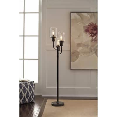 Signature Design by Ashley Jaak Bronze Finish Metal Floor Lamp