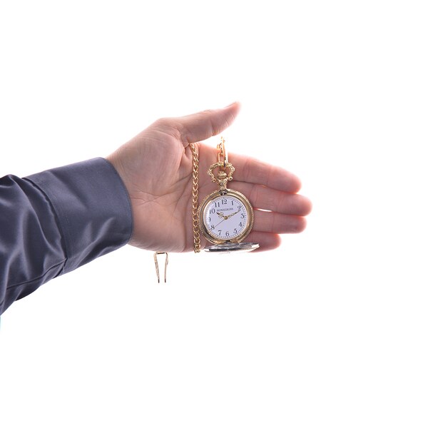 Rousseau Antique Style Pocket Watch w/ Engraved Eagle